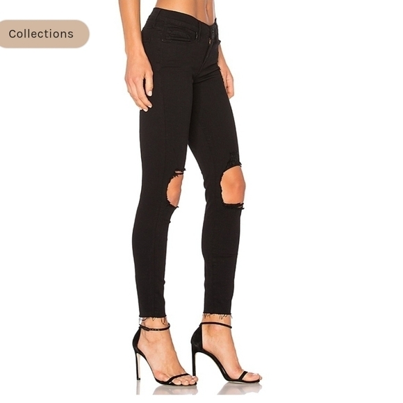 Frame Le Skinny Jeanne Crop Raw Hem Distressed Black Jeans Size 26 - Picture 7 of 14